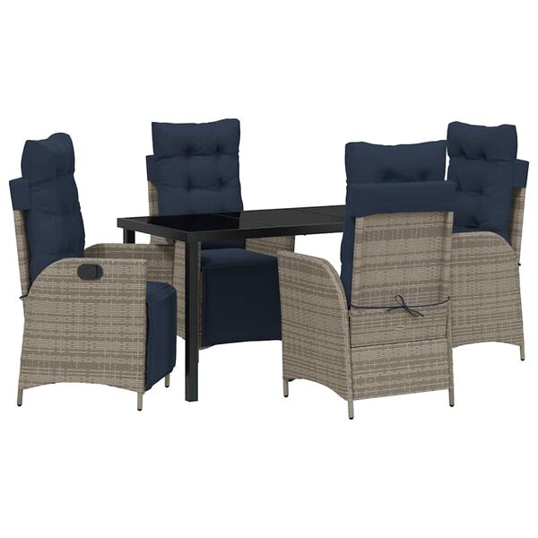 vidaXL Set da Pranzo per Giardino 5 pcs Grigio e Nero Rattan