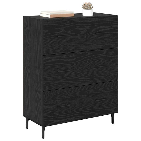 vidaXL Credenza con cassetto Rovere Nero 69,5 x 34 x 90 cm