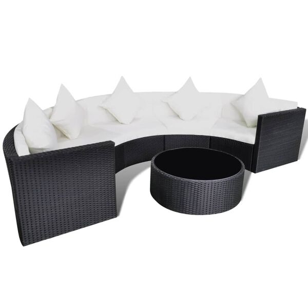 vidaXL Set Mobili da Giardino 6 pz con Cuscini in Polyrattan Nero