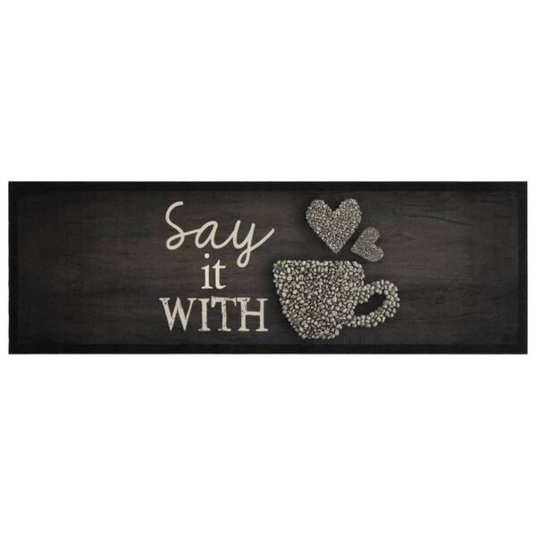 vidaXL Tappeto da Cucina Lavabile Nero Tazza 60x180 cm in Velluto