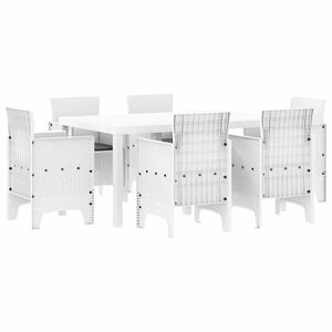 vidaXL Set da Pranzo per Giardino 7 pz Bianco Rattan Polt