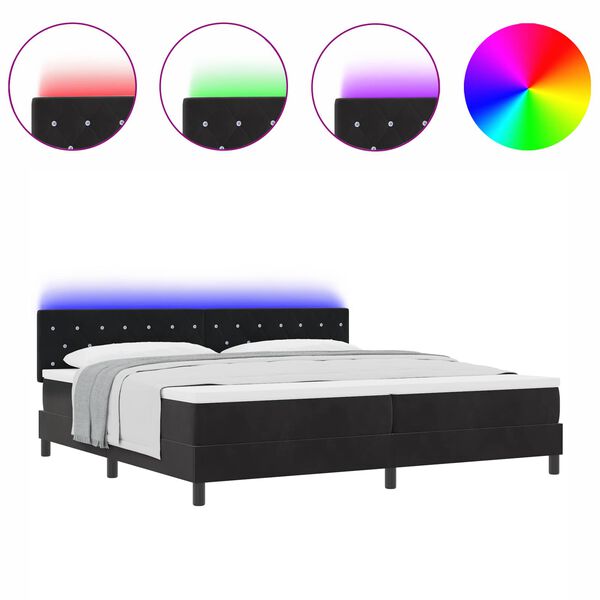 vidaXL Letto a Sorgente LED con materasso Nero 200 x 200 cm Velluto