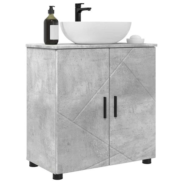 vidaXL Mobile da Bagno con porta Grigio cemento 61 x 35 x 64 cm