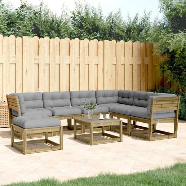 vidaXL Set Divani da Giardino 7pz con Cuscini Legno Impregnato di Pino