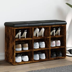 vidaXL Panca Porta Scarpe Rovere Fumo 82x32x50 cm Legno Multistrato