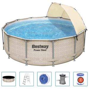 Bestway Set Piscina con Tettoia Power Steel 396x107 cm
