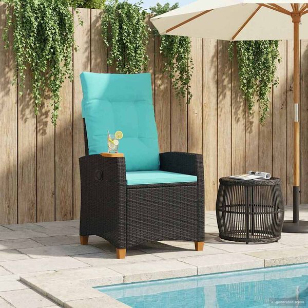 vidaXL Poltrona reclinabile con tavolino 62 x 64 x 112 cm polyrattan