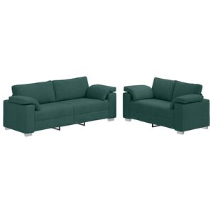 vidaXL Divano 2 pz Verde Scuro Tessuto