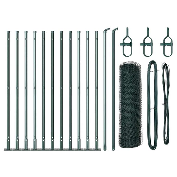 vidaXL Palo della recinzione Verde 25 x 0,5 m (rete da 13 mm) Acciaio