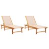 vidaXL Lettini Prendisole 2 pz Crema Legno Massello Acacia e Textilene