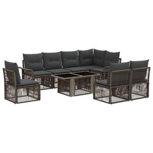 vidaXL Set Divano da Giardino 9 pz Grigio e Grigio Scuro polyrattan
