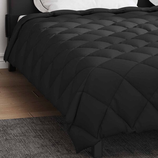 vidaXL Duvet Invernale Nero 220 x 200 cm Microfibra