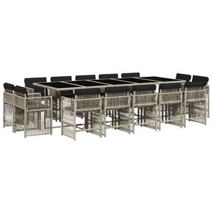 vidaXL Set da Pranzo da Giardino 15 pz con Cuscini Grigio Polyrattan