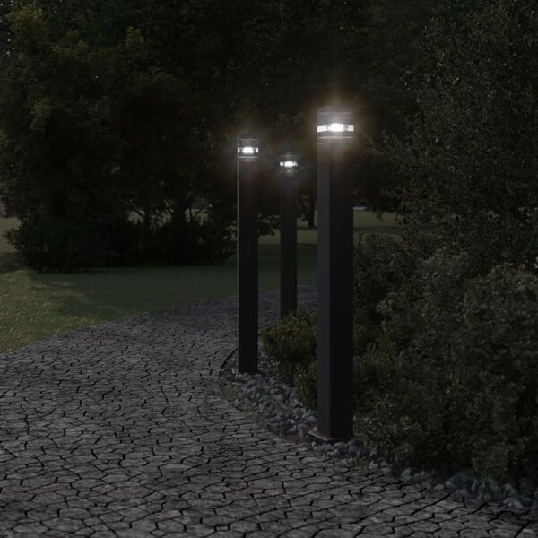 vidaXL Lampada da Terra per Esterni Nera 110 cm in Alluminio