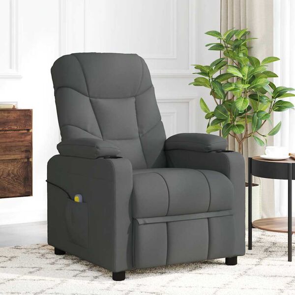 vidaXL Poltrona Reclinabile in Tessuto Grigio Scuro