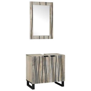 vidaXL Set di Armadi da Bagno 2 pcs Bianco Legno di mango massello
