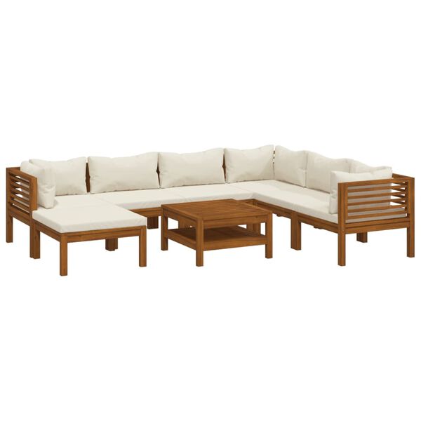 vidaXL Set Divani da Giardino 8 pz con Cuscini Crema in Legno Acacia