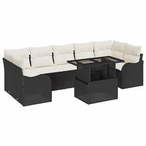 vidaXL Set Divano da Giardino 8 pcs Nero Rattan in Polipropilene