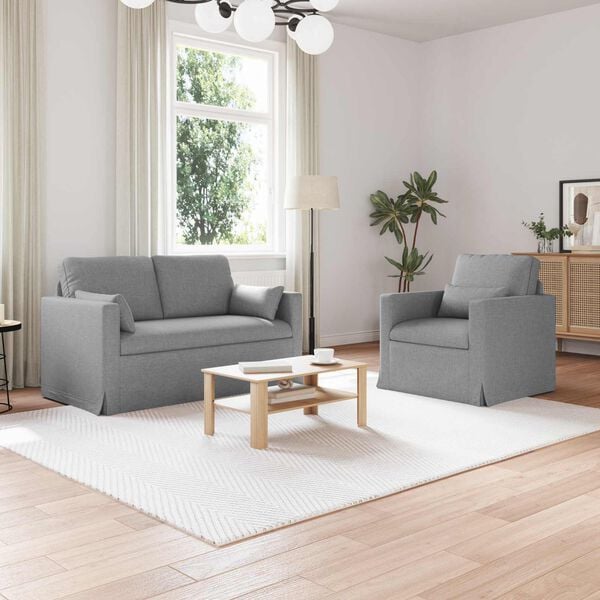 vidaXL Set di divani 2 pcs Grigio chiaro 139 x 78 x 80 cm Tessuto