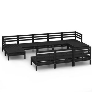 vidaXL Set Salotto da Giardino 10 pz Nero in Legno Massello di Pino