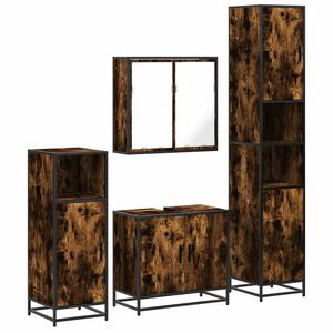 vidaXL Set Mobili da Bagno 4 pz Rovere Fumo in Legno Multistrato