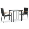 vidaXL Set da Pranzo da Giardino 3 pz Nero in Textilene e Acciaio