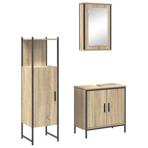 vidaXL Set di mobili per il bagno 3 pcs Marrone Legno multistrato