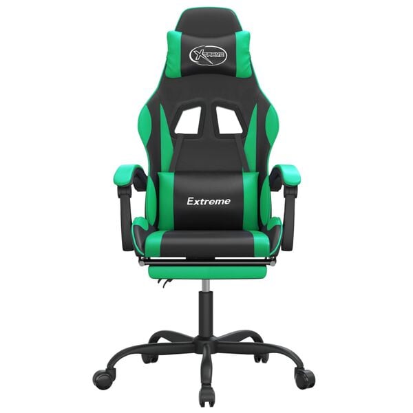 vidaXL Sedia da Gaming con Poggiapiedi Nero e Verde in Similpelle