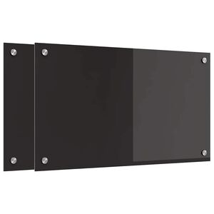 vidaXL Schienale da cucina 2 pz Nero 70 x 40 cm vetro temperato