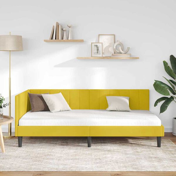 vidaXL Cornice del letto ad angolo Giallo 100 cm x 200 cm Velluto