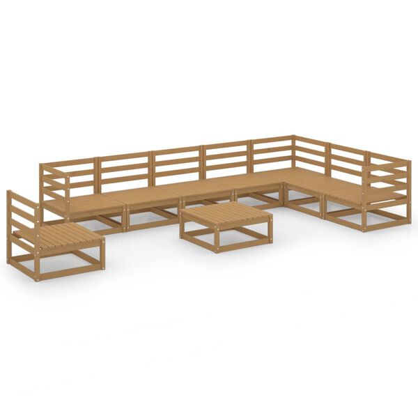 vidaXL Set Divani da Giardino 9 pz Marrone Ambra Legno Massello Pino