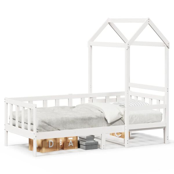 vidaXL Dormeuse con Tetto 90x190 cm Bianco in Legno Massello di Pino