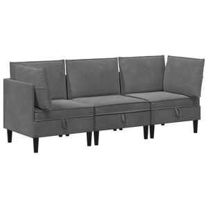 vidaXL Set di mobili per il soggiorno 3 pcs Grigio Scuro Velluto