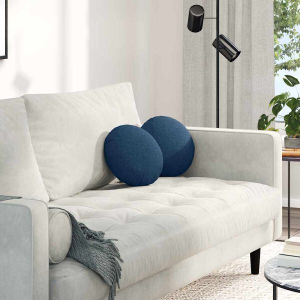 vidaXL Cuscini per Seduta 2 pcs Blu Ø30 x 13 cm Tessuto