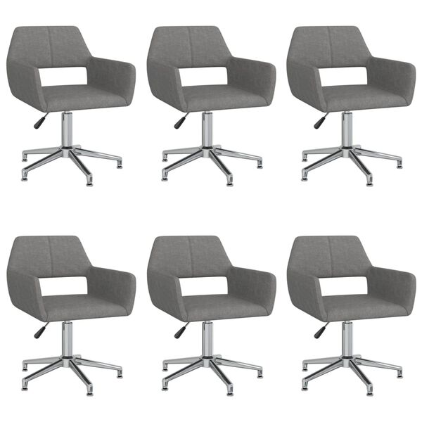 vidaXL Sedie da Pranzo Girevoli 6 pz Grigio Chiaro in Tessuto