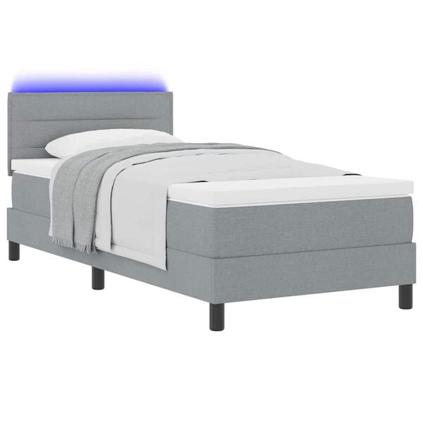 vidaXL Letto a molle con materasso Grigio chiaro 90 x 190 cm Tessuto