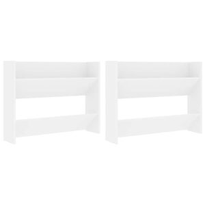 vidaXL Scarpiere a Muro 2pz Bianche 80x18x60 cm in Legno Multistrato