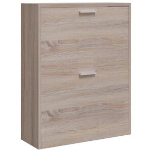 vidaXL Scarpiera in Legno Effetto Rovere con 2 Scomparti