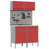 vidaXL Set di mobili da lavoro con cassetto con blocco 6 pcs Rosso
