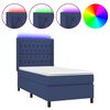 vidaXL Letto a Molle con Materasso e LED Blu 90x200 cm in Tessuto