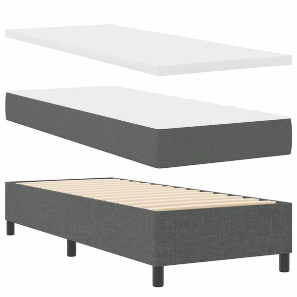 vidaXL Letto a molle con testiera Grigio scuro 80 x 200 cm Tessuto