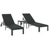 vidaXL Lettino da Sole 2-persona 3 pcs Nero polyrattan