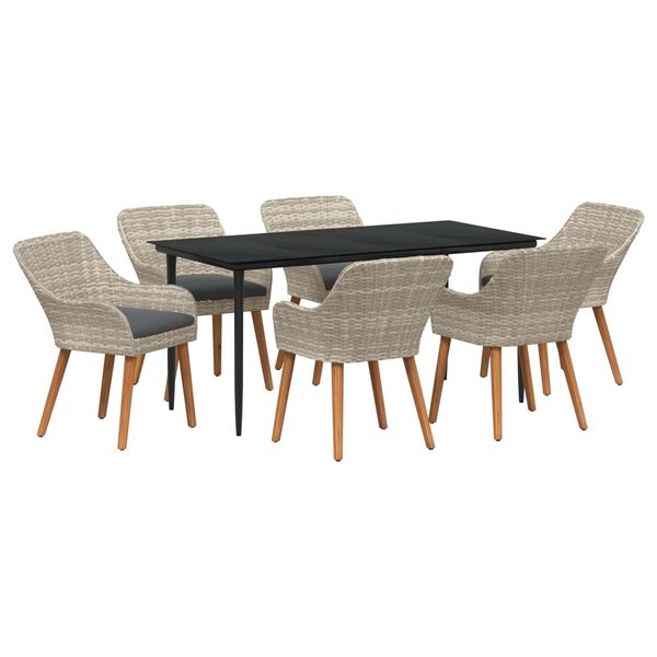 vidaXL Set da Pranzo per Giardino 7 pcs Grigio chiaro polyrattan