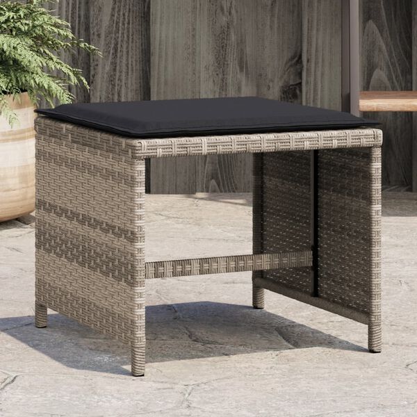 vidaXL Sgabelli Giardino Cuscini 4pz Grigio Chiaro 40x40x35 Polyrattan
