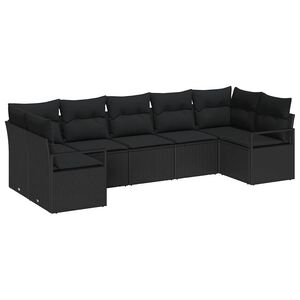 vidaXL Set Divano da Giardino con cuscino 7 pcs Nero polyrattan