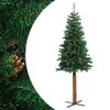 vidaXL Albero di Natale Sottile con Legno Vero e Pigne Verde 210cm PVC