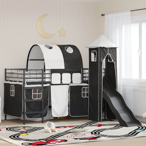 vidaXL Struttura del letto loft per bambini Nero 99,5 x 200 cm Metallo