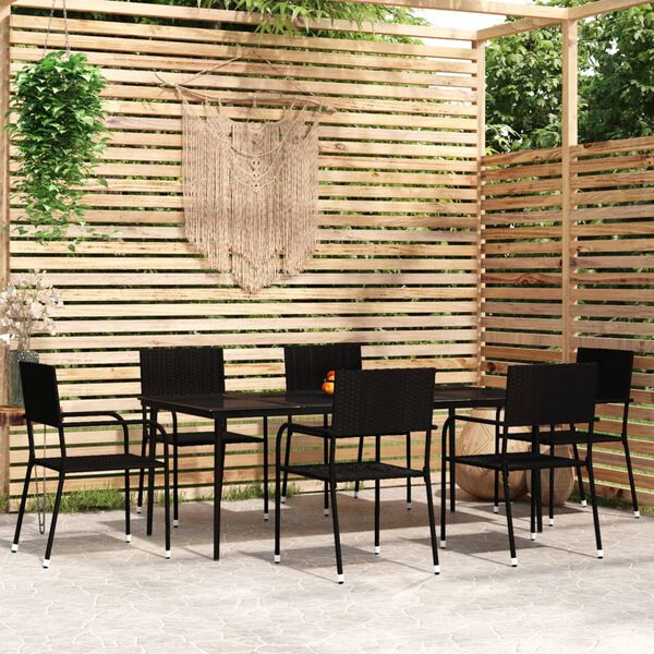 vidaXL Set Mobili da Pranzo da Giardino 7 pz Nero