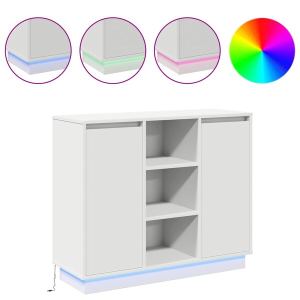 vidaXL Madia LED Bianco 90 x 32 x 75 cm Legno multistrato