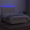 vidaXL Letto a Molle con Materasso e LED Crema 140x200 cm in Tessuto